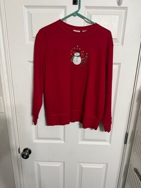 Classic Elements Red Holiday Crewneck Sweatshirt with Sparkle Embellishments